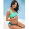 CUPSHE Women’s Maternity Bikini Sets Pregnancy Swimsuit Low Rise Scalloped Scoop Neck Adjustable Straps Back Hook(Aqua/Blue)
