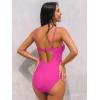 CUPSHE Women’s Maternity One Piece Swimsuit Adjustable Strap Ruched Shell Stitched Back Cutout Bathing Suit for Pregnancy(Fuchsia)
