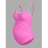 CUPSHE Women’s Maternity One Piece Swimsuit Adjustable Strap Ruched Shell Stitched Back Cutout Bathing Suit for Pregnancy(Fuchsia)