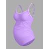 CUPSHE Women’s Maternity One Piece Swimsuit Adjustable Strap Ruched Shell Stitched Back Cutout Bathing Suit for Pregnancy(Purple)