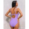 CUPSHE Women’s Maternity One Piece Swimsuit Adjustable Strap Ruched Shell Stitched Back Cutout Bathing Suit for Pregnancy(Purple)