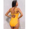 CUPSHE Women’s Maternity One Piece Swimsuit Adjustable Strap Ruched Shell Stitched Back Cutout Bathing Suit for Pregnancy(Yellow)