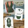 CUPSHE Women’s One Piece Swimsuit Bathing Suit Deep V Neck Halter Back Tie Mesh Swimwear(Eucalyptus Green)