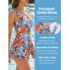 CUPSHE Women’s One Piece Swimsuit Bathing Suit Scoop Neck Swimdress Wide Straps Tie Knot Swim Skirt(Orange/Blue Floral)