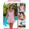 CUPSHE Women’s One Piece Swimsuit Halter Swim Dress Scoop Neck Slimming Bathing Suit Swim Skirt Modest(Pink Floral)