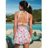 CUPSHE Women’s One Piece Swimsuit Halter Swim Dress Scoop Neck Slimming Bathing Suit Swim Skirt Modest(Pink Floral)
