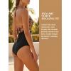 CUPSHE Women’s One Piece Swimsuit Halter V Neck Crochet Bathing Suit Cutout Back Adjustable Straps Self Tie Spaghetti(Black/Brown Leopard)