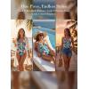 CUPSHE Women’s One Piece Swimsuit Halter V Neck Crochet Bathing Suit Cutout Back Adjustable Straps Self Tie Spaghetti(Blue/Green Floral)
