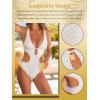 CUPSHE Women’s One Piece Swimsuit Monokini Plunging Neck Cutout Bathing Suit Halter Ties Adjustable Straps Swimwear(White/Stripe)