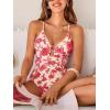CUPSHE Women’s One Piece Swimsuit Plunging V Neck Shell Stitch Bathing Suit Self Tie Adjustable Cutouts Swimwear(Pink/Floral)