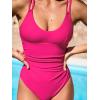 CUPSHE Women’s One Piece Swimsuit Scoop Neck Adjustable Straps Crisscross Bathing Suit Ruching Swimwear(Fuchsia)