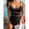 CUPSHE Women’s One Piece Swimsuit Scoop Neck Back Cut Out Mesh Adjustable Straps Back Hook Bathing Suit(Black)