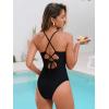 CUPSHE Women’s One Piece Swimsuit Scoop Neck Bathing Suit Back Crisscross Self Tie Swimwear(Black/Floral)