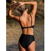 CUPSHE Women’s One Piece Swimsuit Sexy Cutout Monokini Sweetheart Neck Ruched Bathing Suit Mesh Panel(Black)