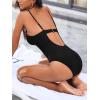 CUPSHE Women’s One Piece Swimsuit Sexy V Neck Cutout Bathing Suit Mesh Panel Back Hook Adjustable Straps Swimwear(Black)