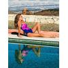 CUPSHE Women’s One Piece Swimsuit Square Neck Color Block Bathing Suit Crossback Straps Full Coverage Modest Swimwear(Cobalt Blue/Pink)