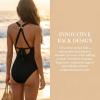 CUPSHE Womens One Piece Swimsuit Textured Bathing Suit for Women V Neck O Ring Ruching Cross Back Self Tie Straps(Black)
