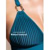 CUPSHE Women’s One Piece Swimsuit V Neck Bathing Suit Halter Straps Adjustable Self Tie Swimwear Backless Textured(Deep Teal Green)