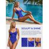 CUPSHE Women’s One Piece Swimsuit V Neck Monokini Underwire Cutouts Bathing Suit Self Tie Adjustable Swimwear(Royal Blue)