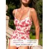 CUPSHE Women’s One Piece Swimsuit V Neck Tummy Control Bathing Suit Crisscross Back Self Tie Ruched Swimwear(White/Red Floral)