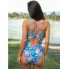 CUPSHE Women’s One Piece Swimsuit V Neck Tummy Control Double Adjustable Straps Back Cutout O-Ring(Blue/Pink/Yellow)