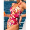 CUPSHE Women’s One Piece Swimsuit V Neck Tummy Control Double Adjustable Straps Back Cutout O-Ring(Fuchsia Red)