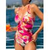 CUPSHE Women’s One Piece Swimsuit V Neck Tummy Control Double Adjustable Straps Back Cutout O-Ring(Fuchsia Red)