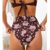 CUPSHE Womens Shirred High Waisted Bikini Bottom(Brown Paisley)