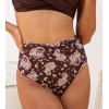 CUPSHE Womens Shirred High Waisted Bikini Bottom(Brown Paisley)
