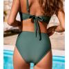 CUPSHE Womens Shirred High Waisted Bikini Bottom(Forest Green)