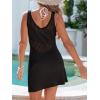 CUPSHE Women’s Sleeveless Crochet Swimsuit Cover Up Summer Hollow Out Bathing Suit Cover Ups Casual Mini Beach Coverup Dress(Black)