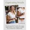CUPSHE Women’s Summer Short Sleeve V Neck Cute Tops Casual Cap Sleeve Textured White T-Shirt(White)