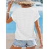 CUPSHE Women’s Summer Short Sleeve V Neck Cute Tops Casual Cap Sleeve Textured White T-Shirt(White)