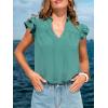 CUPSHE Womens Summer Tops 2026 Casual V Neck Ruffle Sleeve Blouse Shirts Solid Color Tunic Cute Tops(Green)