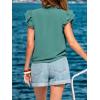 CUPSHE Womens Summer Tops 2026 Casual V Neck Ruffle Sleeve Blouse Shirts Solid Color Tunic Cute Tops(Green)