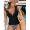 CUPSHE Women’s Tankini Sets Deep V Neck Two Piece Cutout Ruffle Adjustable Straps Back Hook Bathing Suits(Black/Floral)