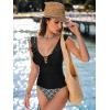 CUPSHE Women’s Tankini Sets Deep V Neck Two Piece Cutout Ruffle Adjustable Straps Back Hook Bathing Suits(Black/Floral)