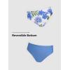 CUPSHE Women’s Tankini Sets One Shoulder Ruffle Two Piece Swimsuit Reversible Bottoms Removable Straps Swimwear(Blue/Floral)