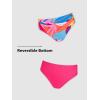 CUPSHE Women’s Tankini Sets One Shoulder Ruffle Two Piece Swimsuit Reversible Bottoms Removable Straps Swimwear(Magenta/Tropical)