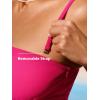 CUPSHE Women’s Tankini Sets One Shoulder Ruffle Two Piece Swimsuit Reversible Bottoms Removable Straps Swimwear(Magenta/Tropical)