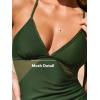 CUPSHE Women’s Tankini Sets Two Piece Swimsuit Mid Rise Bathing Suit V Neck Ruched Mesh Swimwear(Olive Green)