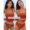 CUPSHE Women’s Tankini Sets Two Piece Swimsuit Reversible Bottom Mid Rise Bathing Suit Ruched Crossback Tie(Brick Red/Floral)