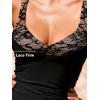 CUPSHE Women’s Tankini Sets Two Piece Swimsuit Ruched Tummy Control Bathing Suit Mid Rise V Neck Lace(Black)