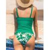 CUPSHE Women’s Tankini Sets Two Piece Swimsuit Square Neck Stitching Bathing Suit Ruching Adjustable Wide Straps(Emerald Green)