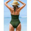 CUPSHE Women’s Tankini Sets Two Piece Swimsuit U Wire Mesh Bathing Suit Halter Strap Mid Rise Ruched Swimwear(Green)