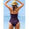 CUPSHE Women’s Tankini Sets Two Piece Swimsuit U Wire Mesh Bathing Suit Halter Strap Mid Rise Ruched Swimwear(Purple)