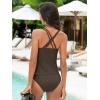 CUPSHE Women’s Tankini Sets Two Piece Swimsuit V Neck Crisscross Adjustable Double Straps Ruched Mid Rise(Chocolate Brown)