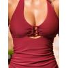 CUPSHE Women’s Tankini Sets V Neck Two Piece Cutout Tummy Control Halter Bathing Suits(Ruby Blue)