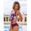 CUPSHE Women’s Tankini Swimsuit Scalloped Scoop Neck Bathing Suit Cutout Back Hook Mid Rise(Burgundy/White Floral)