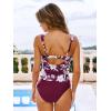 CUPSHE Women’s Tankini Swimsuit Scalloped Scoop Neck Bathing Suit Cutout Back Hook Mid Rise(Burgundy/White Floral)